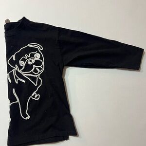 Zara Black Long Sleeve Tee with Pug Design